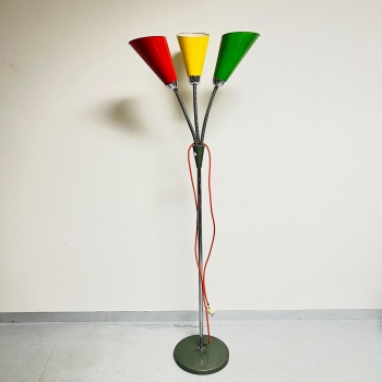 BRUSEL PODLAHOVÁ KOVOVÁ TŘIPLAMENÁ LAMPA 