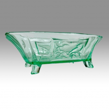 Art Deco skleněná uranová mísa  