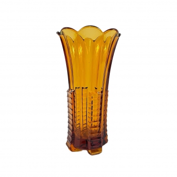 Amber art deco váza z lisovaného skla 