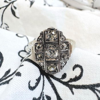 Art Deco zlatý prsten s diamanty, posudek 