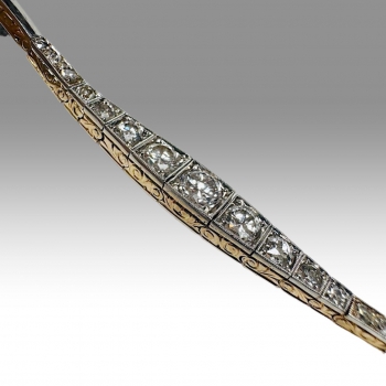 Art Deco zlatý náramek s diamanty 0.86 ct v platině 