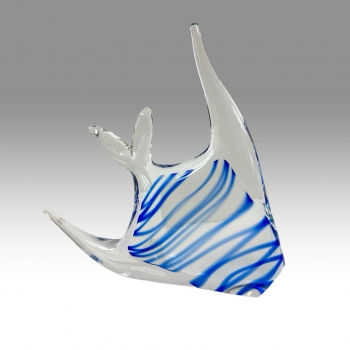 Skleněná plastika s modrým dekorem - ryba 