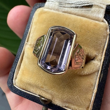 Zlatý Rakousko uherský prsten, ametyst - posudek, vel. 58 