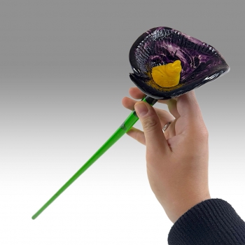 Skleněná plastika květ - Exbor 