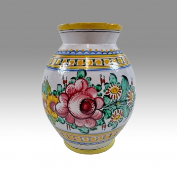 Keramická váza s malovaným dekorem květin - Tupesy 