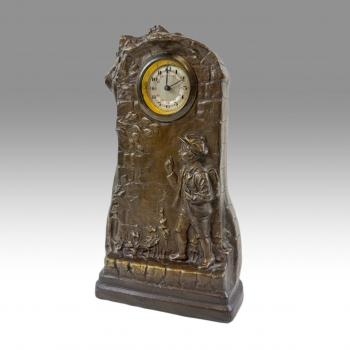 Secesní stolní hodiny Johann Maresch, keramika, kolem 1900 