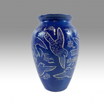 Prvorepubliková keramická váza, sign. J. Žižka, dekor ptáčků 