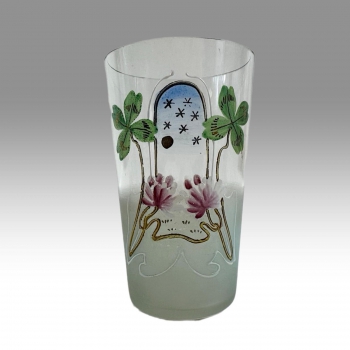 Sklenice s ruční malbou, květinový dekor, secese 