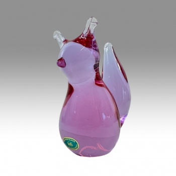 Miloslav Janků, skleněná figurka - veverka, žbs sklo 