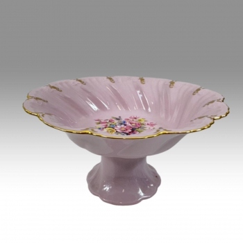 Leander - porcelánová zlacená miska, růžový porcelán 