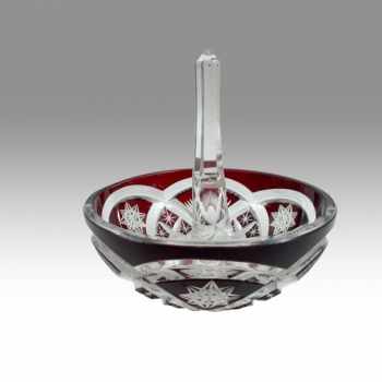 Skleněná miska na prsteny, rubínové sklo 