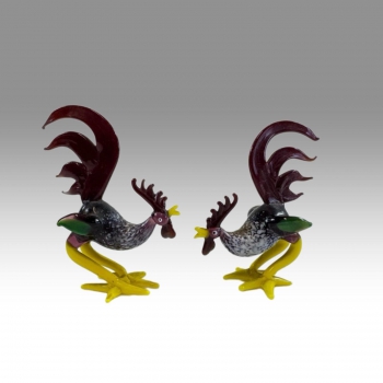 Jaroslav Brychta - skleněné figurky - kohouti 