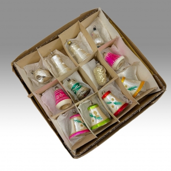 Retro Vánoční ozdoby ze skla – mix zvonečků 