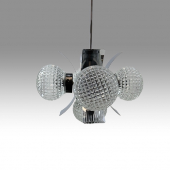 Retro lustr Kamenický Šenov, skleněné koule, 60-70. léta 