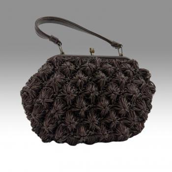 Vintage hnědá kabelka, pletený vzor 