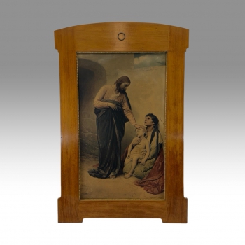 Secese, reprodukce, dřevěný rám - náboženský motiv 