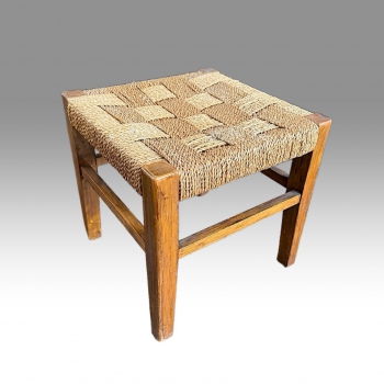 Dřevěný taburet s výpletem  