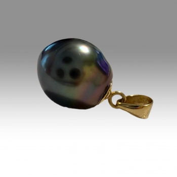 Tahitická černá perla 10 mm, přívěsek ve 14K zlatě 