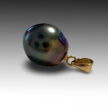 Tahitická černá perla 10 mm, přívěsek ve 14K zlatě 