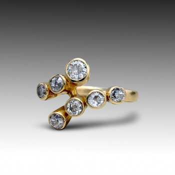 Designový zlatý prsten s diamanty - Československo, posudek 