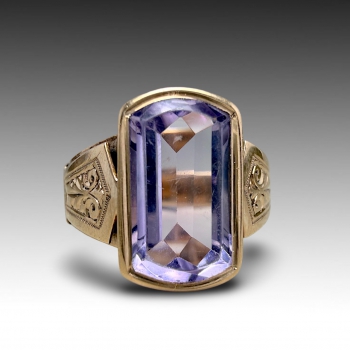 Zlatý Rakousko uherský prsten, přírodní ametyst - posudek 