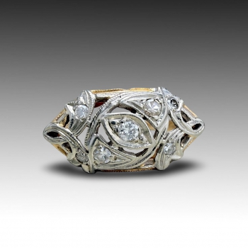 Art Deco prsten s diamanty 30. léta 