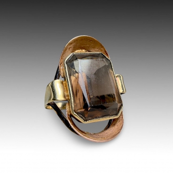 Zlatý dámsky Art Deco prsten s přírodní zahnědou 