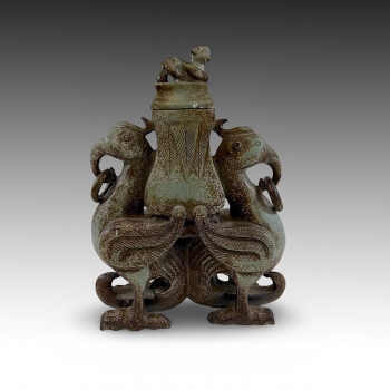 Asijská nádoba / socha z tvrdého kamene - zoomorfní motivy 