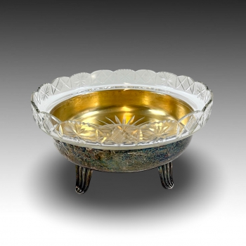 Mísa Sandrik – alpaka, broušené sklo, zlaceno 