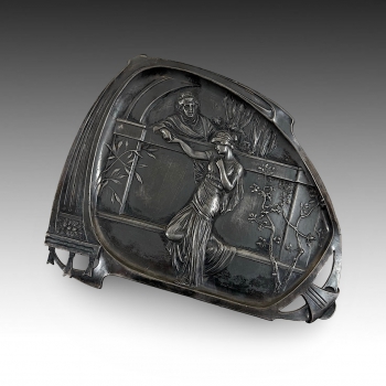 Secesní kovová plaketa Romeo a Julie, A. Köhler & Cie 