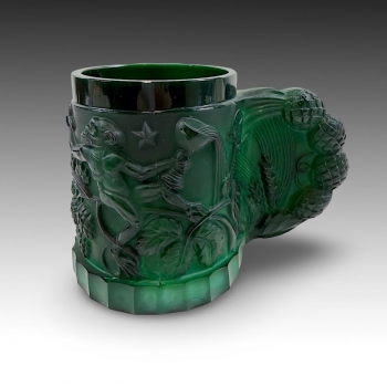 Skleněný hrnek, malachitové sklo, Schlevogt 