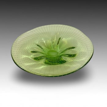 Skleněná mísa s bublinkami, hutní sklo 