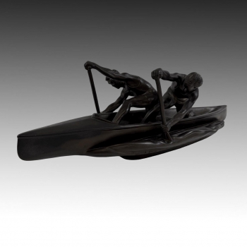 Bechyně, dva kanoisté, keramické socha 