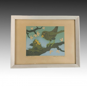 Ota Janeček, ptáčci, grafika - Jaro 1954 